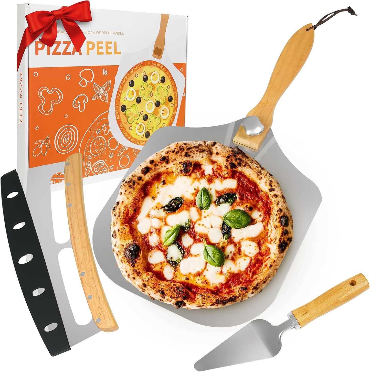 Pala pizza aluminio 12x14pulg mango madera plegable 3en1 acero inox
