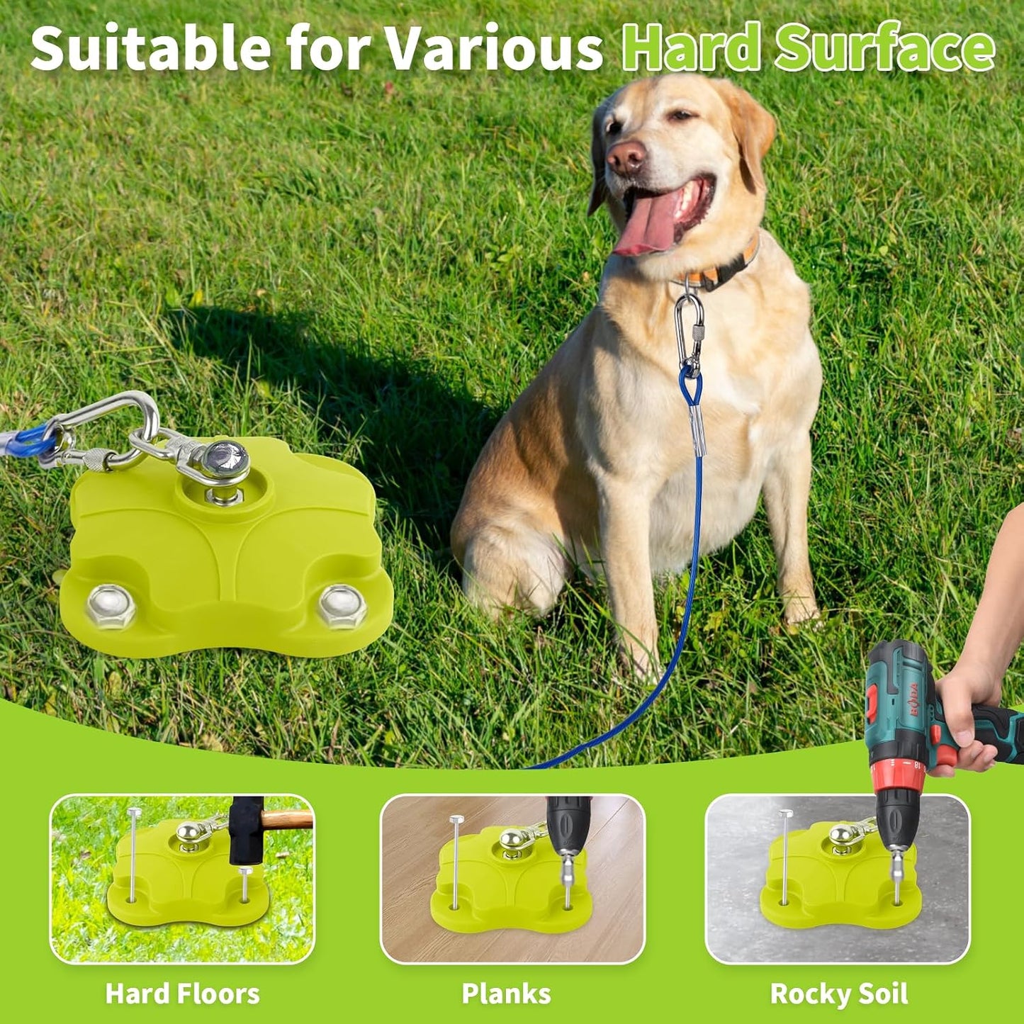 Estaca y cable amarre perro 30pulg 200lb doble giro