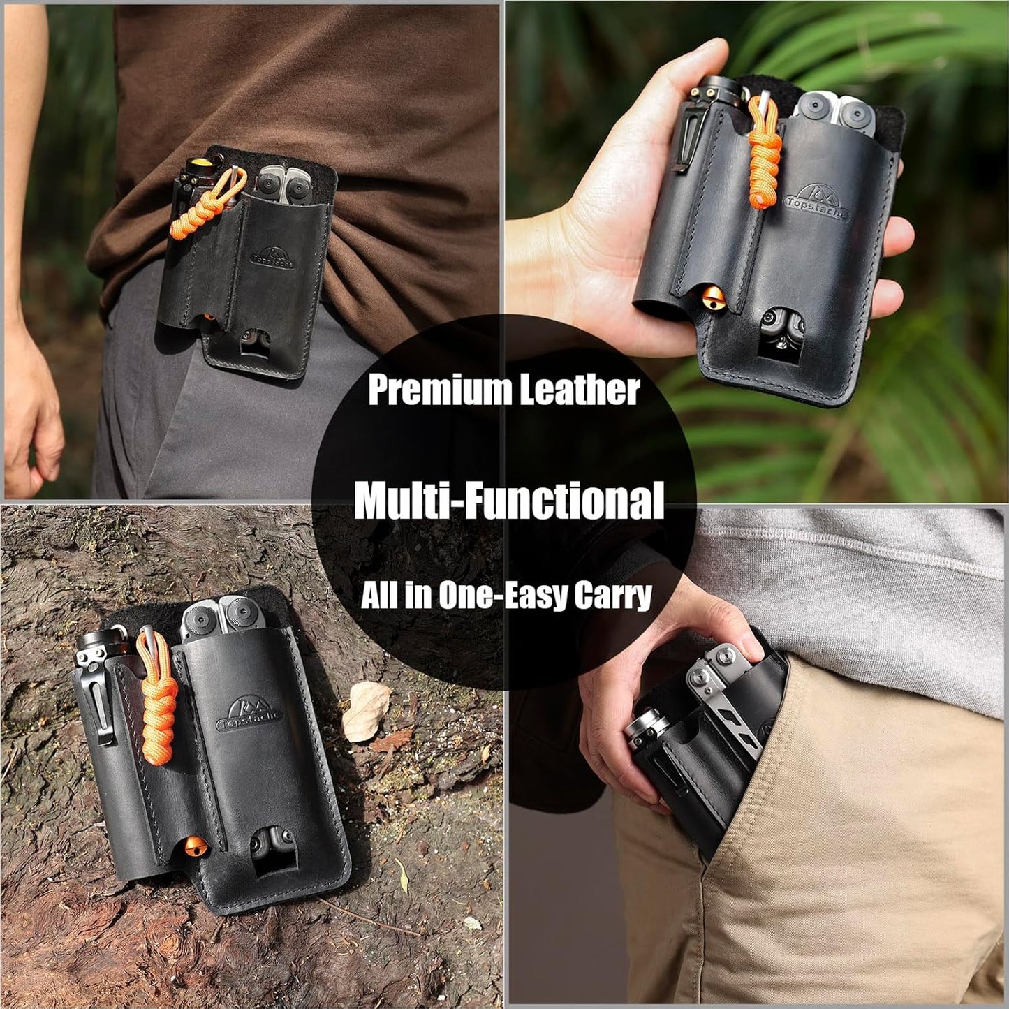 Funda cuero multiherramienta con clip cinturón