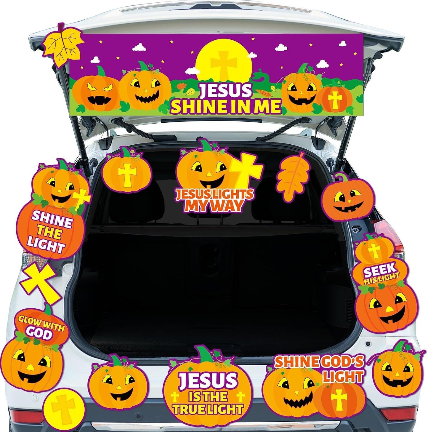 18 kits decoración Halloween para automóvil calabaza Jesús