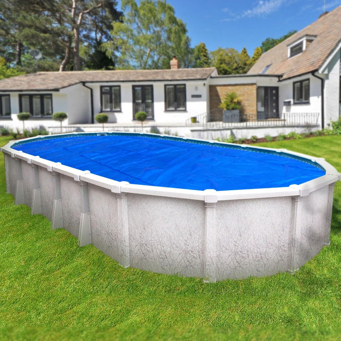 Cubierta solar ovalada piscina 15x30ft color plateado 10mil
