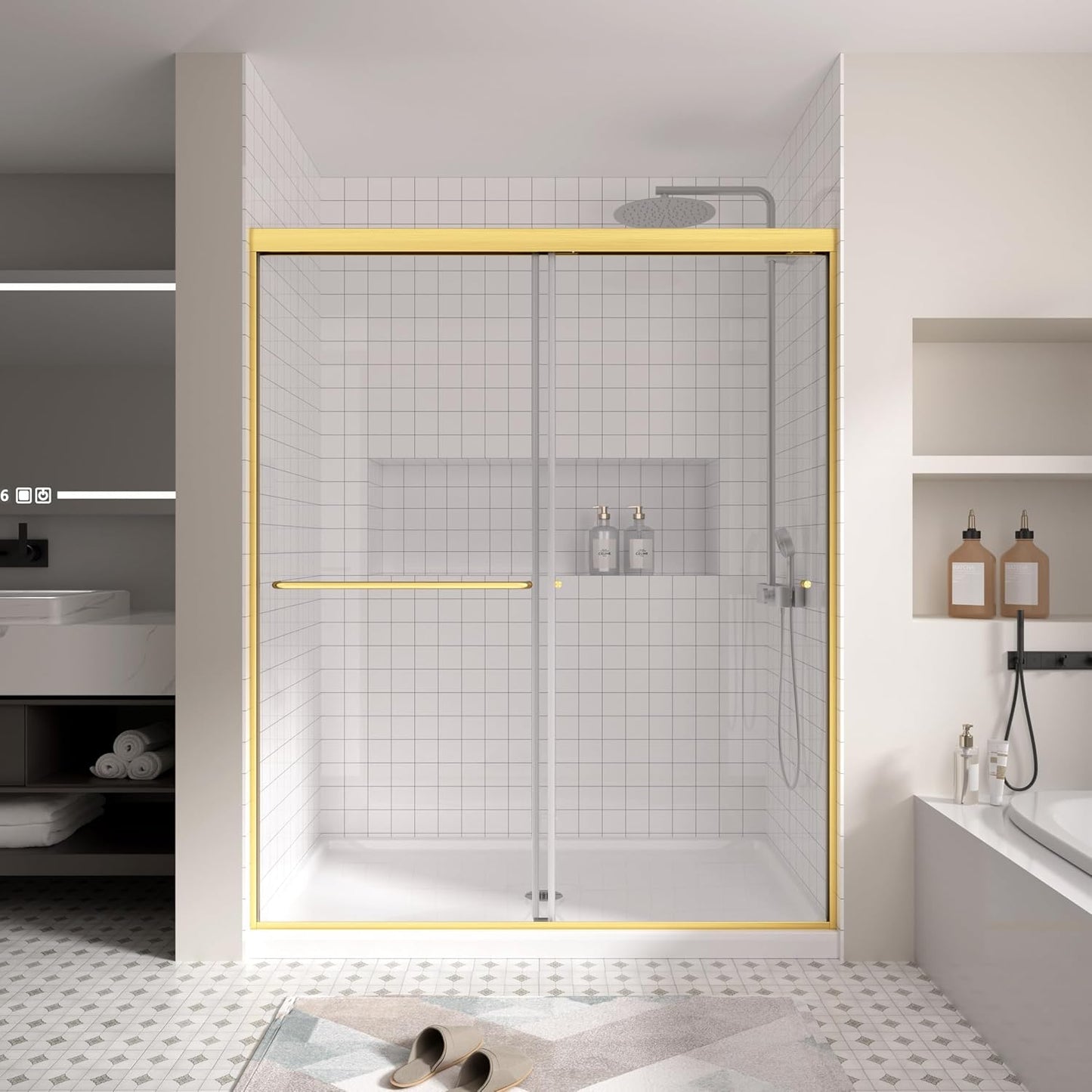 Puerta ducha vidrio deslizante doble 56-60x72pulg 1/4 6mm