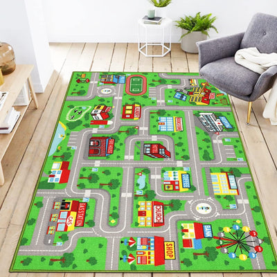 Alfombra set niños 5.2x3ft 3" mapa ciudad educativa
