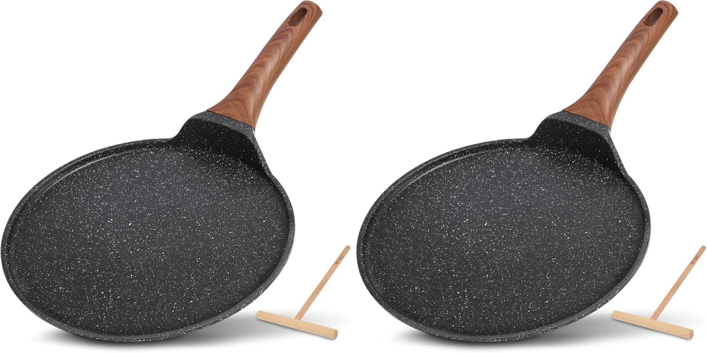 Sartén antiadherente para tortillas 11pulg comp inducción negra set 2