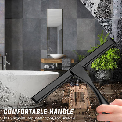 Escobilla ducha acero inox con 3 ganchos adhesivos para puerta baño
