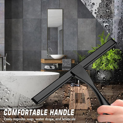 Escobilla ducha acero inox con 3 ganchos adhesivos para puerta baño