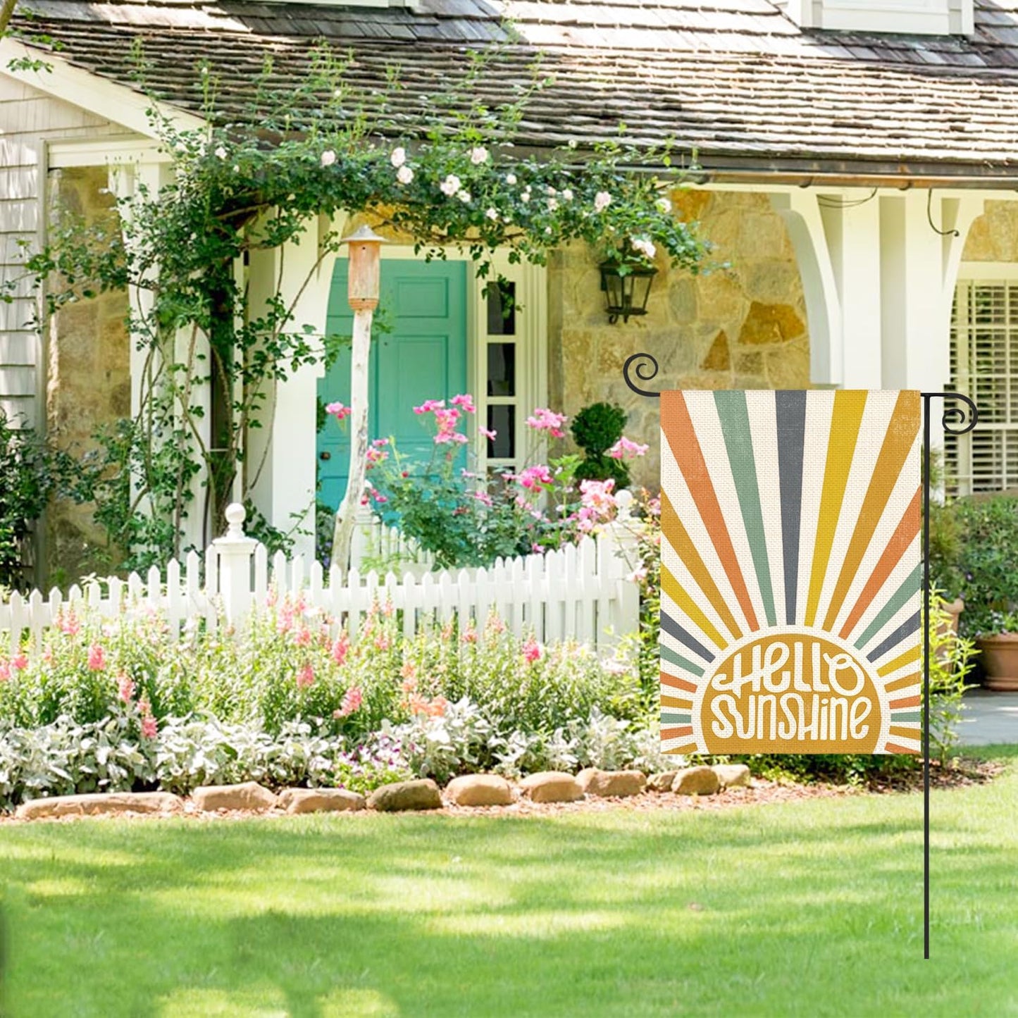 Bandera jardín Hello Sunshine 12x18pulg doble cara fiesta verano