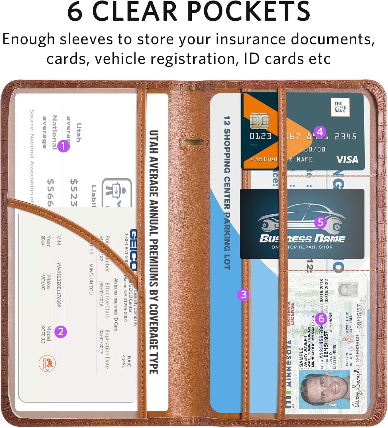 Estuche magnético guantera auto con licencia y tarjetas