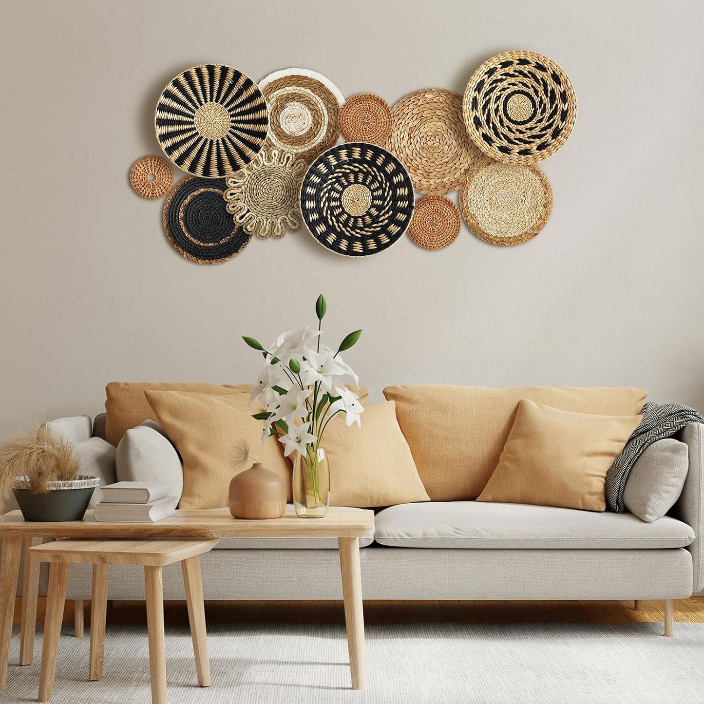 11 Cestas Colgantes Bohemias Tejidas a Mano Decorativas