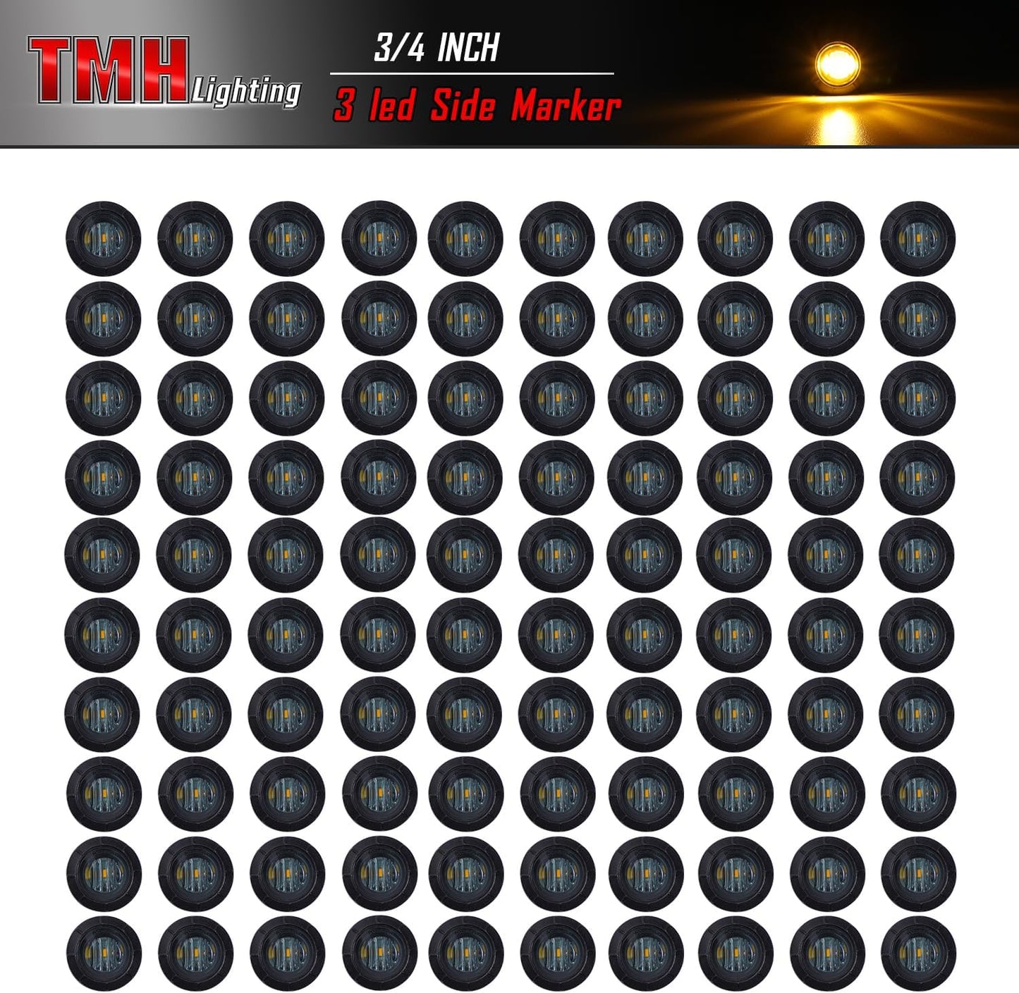 100 Focos LED Ámbar 3 Diodos Luces Gálibo Laterales