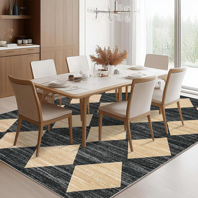 Alfombra lavable 5x7ft cuadros antideslizante sala dormitorio