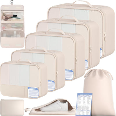 Set 9 organizadores equipaje cubos viaje crema