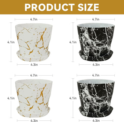 4 Pzas Macetas Plástico 4.7" Drenaje Riego Automático