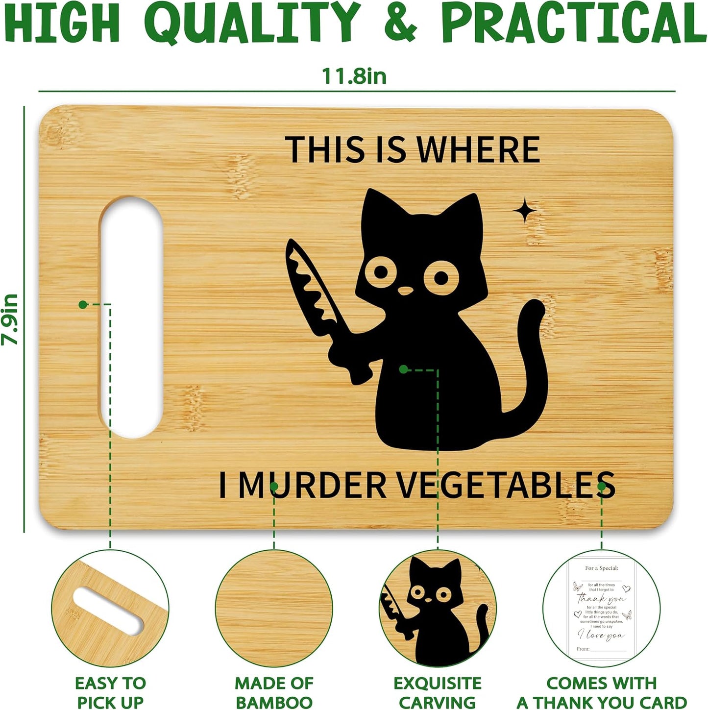 Tabla cortar gato negro para cocina y regalo amantes gatos