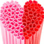 50 Pzas Pajitas Corazón Rosa Rojo Envueltas Individualmente