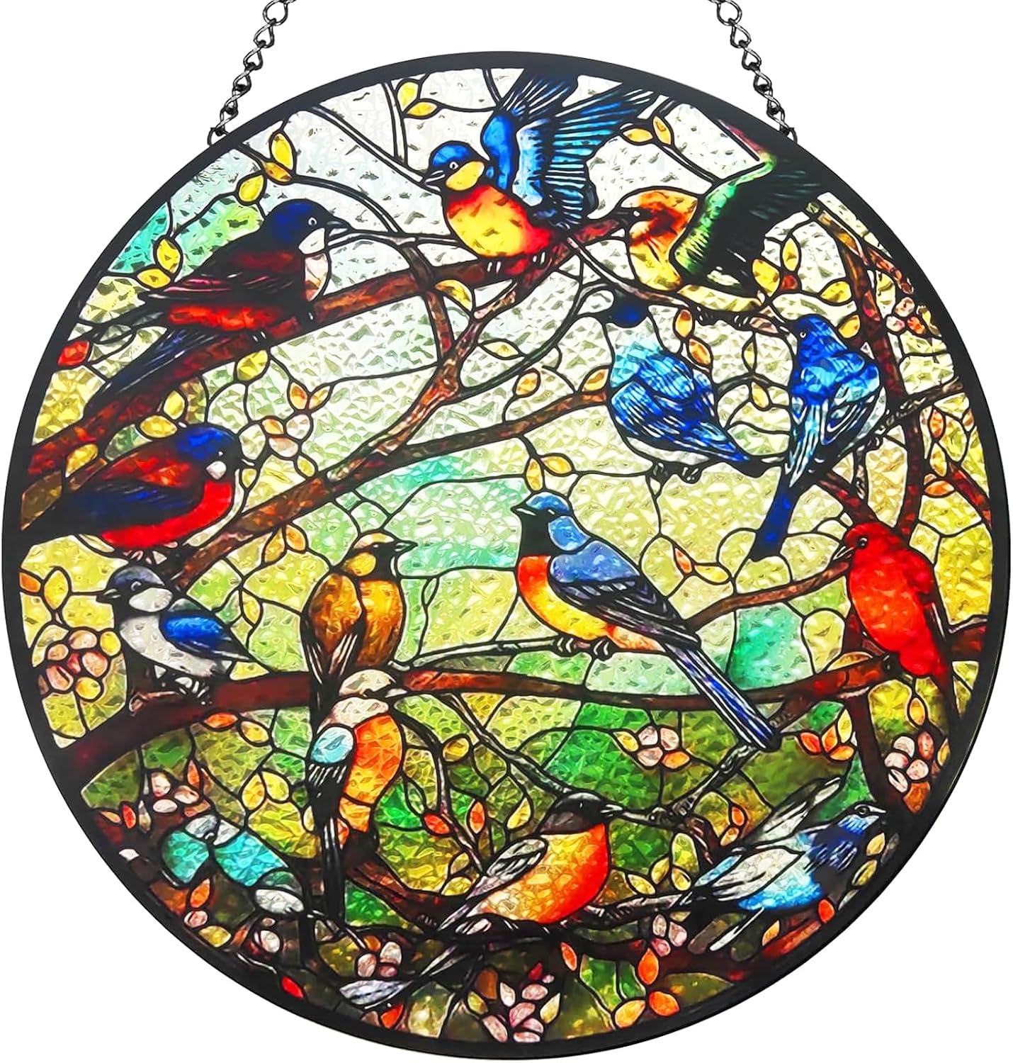 Atrapasoles cristal manchado pájaros 8" decoración ventana