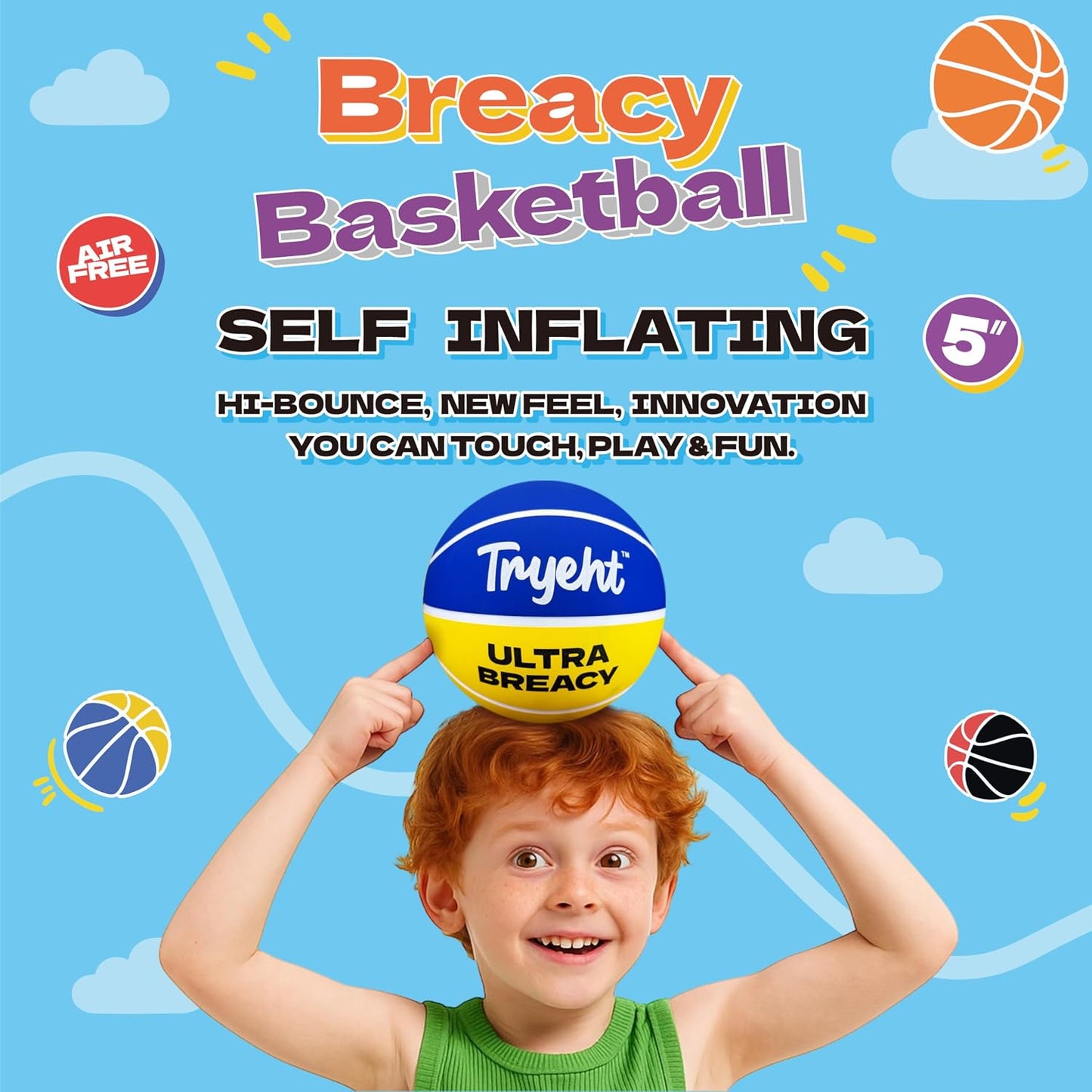 Bola baloncesto 5" autoinflable sin bomba