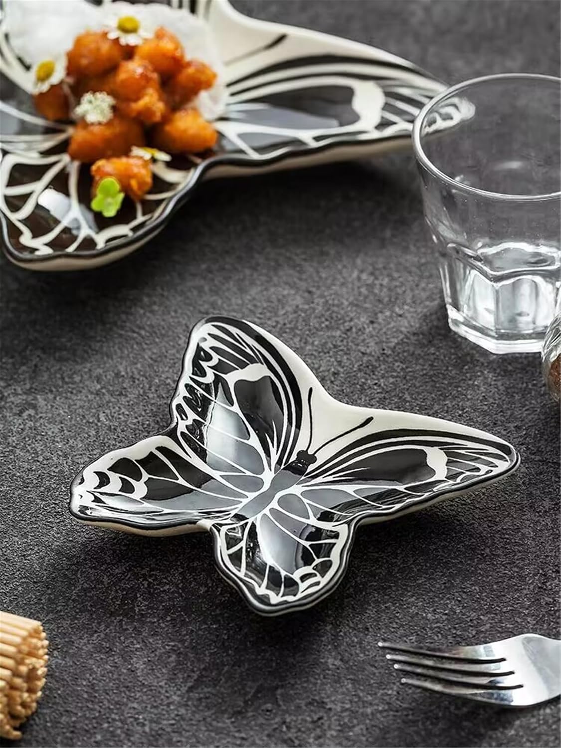 Soporte cuchara cerámica encimera cocina forma mariposa