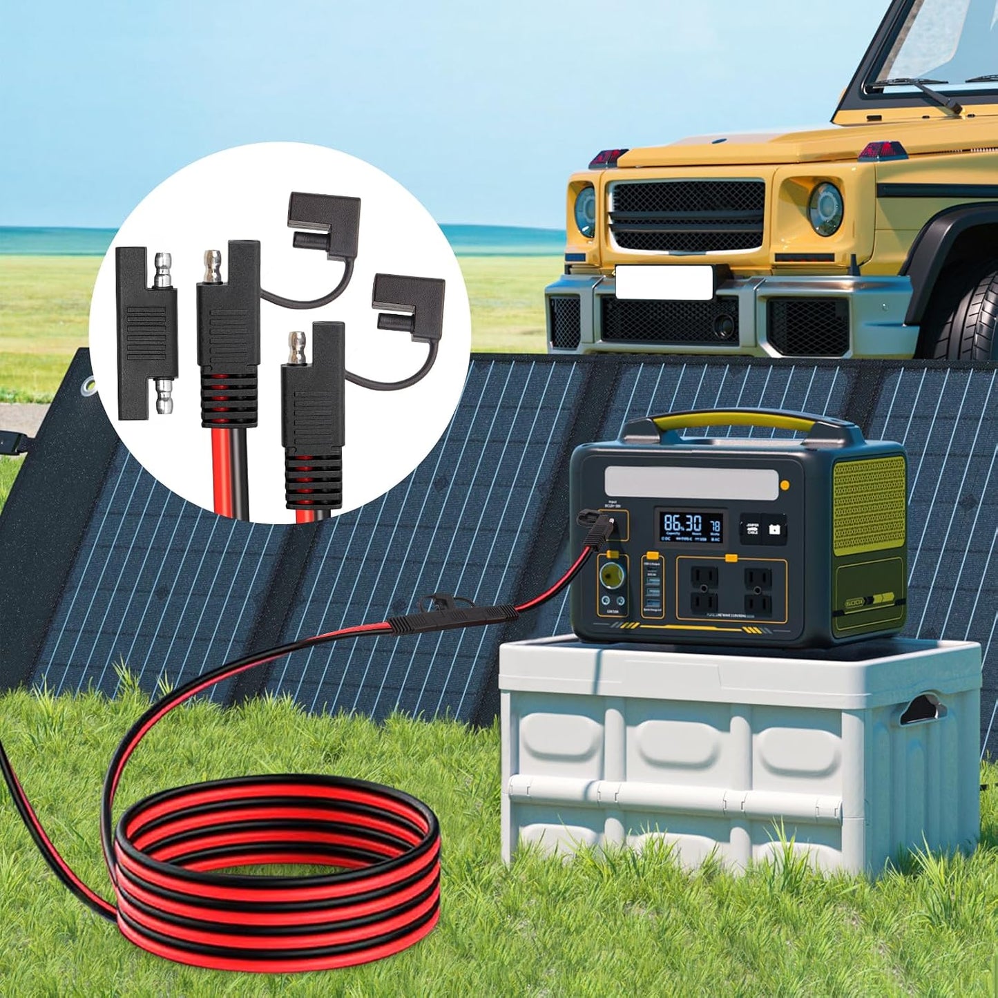 Cable extensión SAE 10AWG 15ft conector batería coche