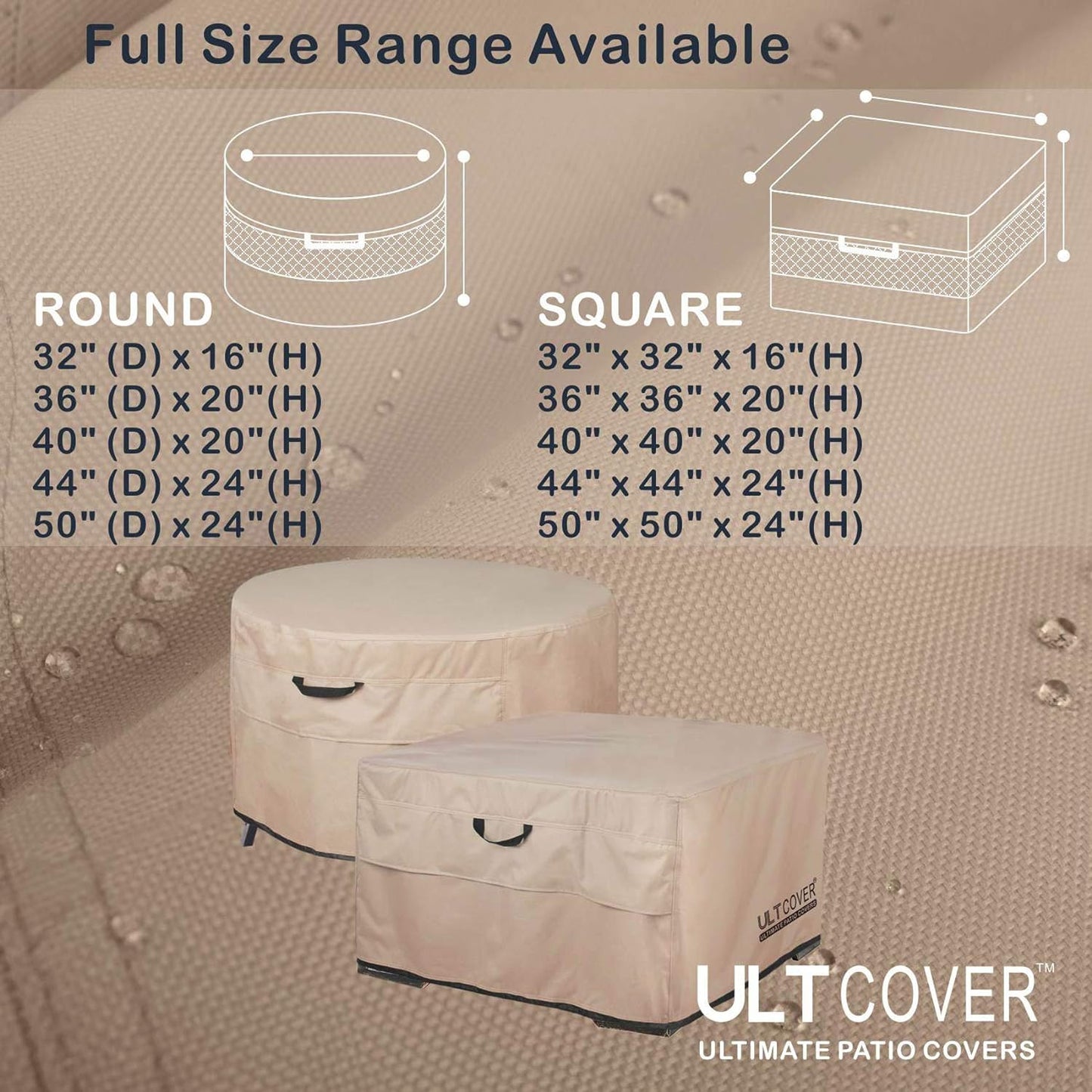 Cubierta cuadrada mesa fogata 32pulg impermeable exterior