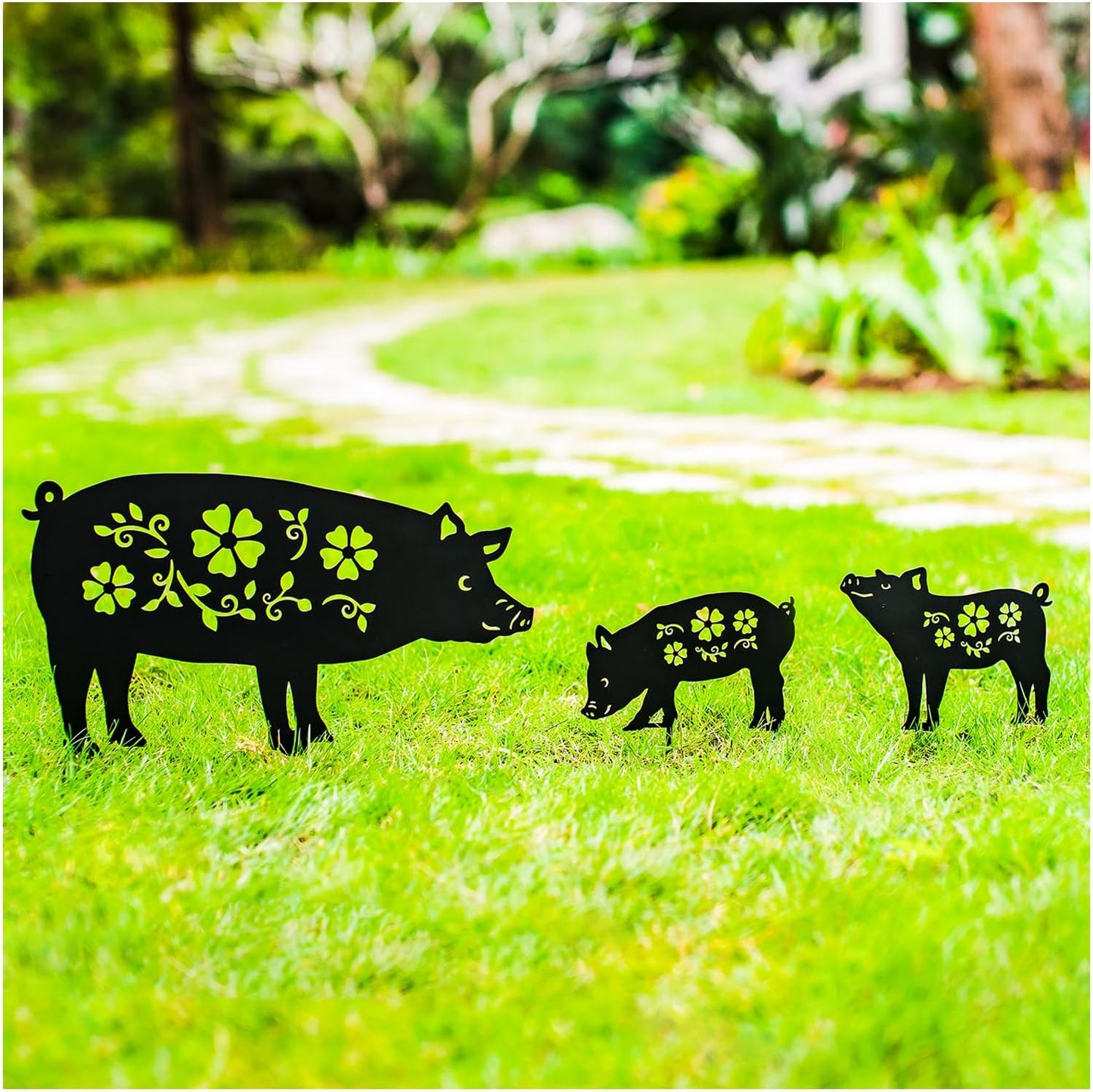 Estacas decorativas de cerdo para jardín y patio