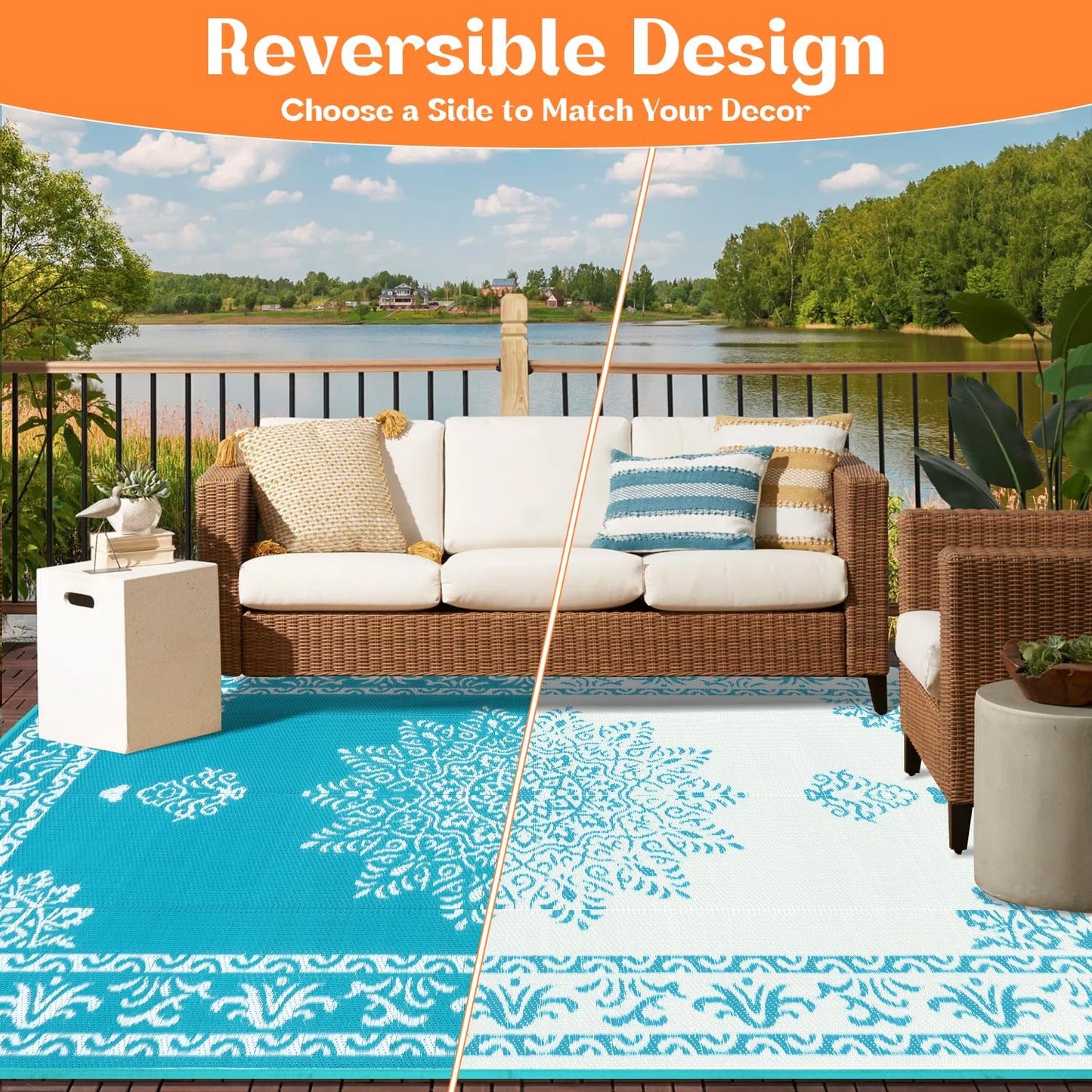 Alfombra patio impermeable reversible 9x18ft