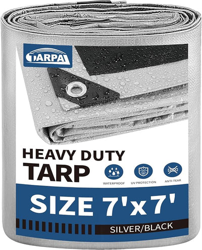 Lona 7x7ft plateada cubierta protectora resistente agua nieve UV