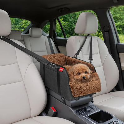 Asiento auto perro pequeño consola central portátil marrón