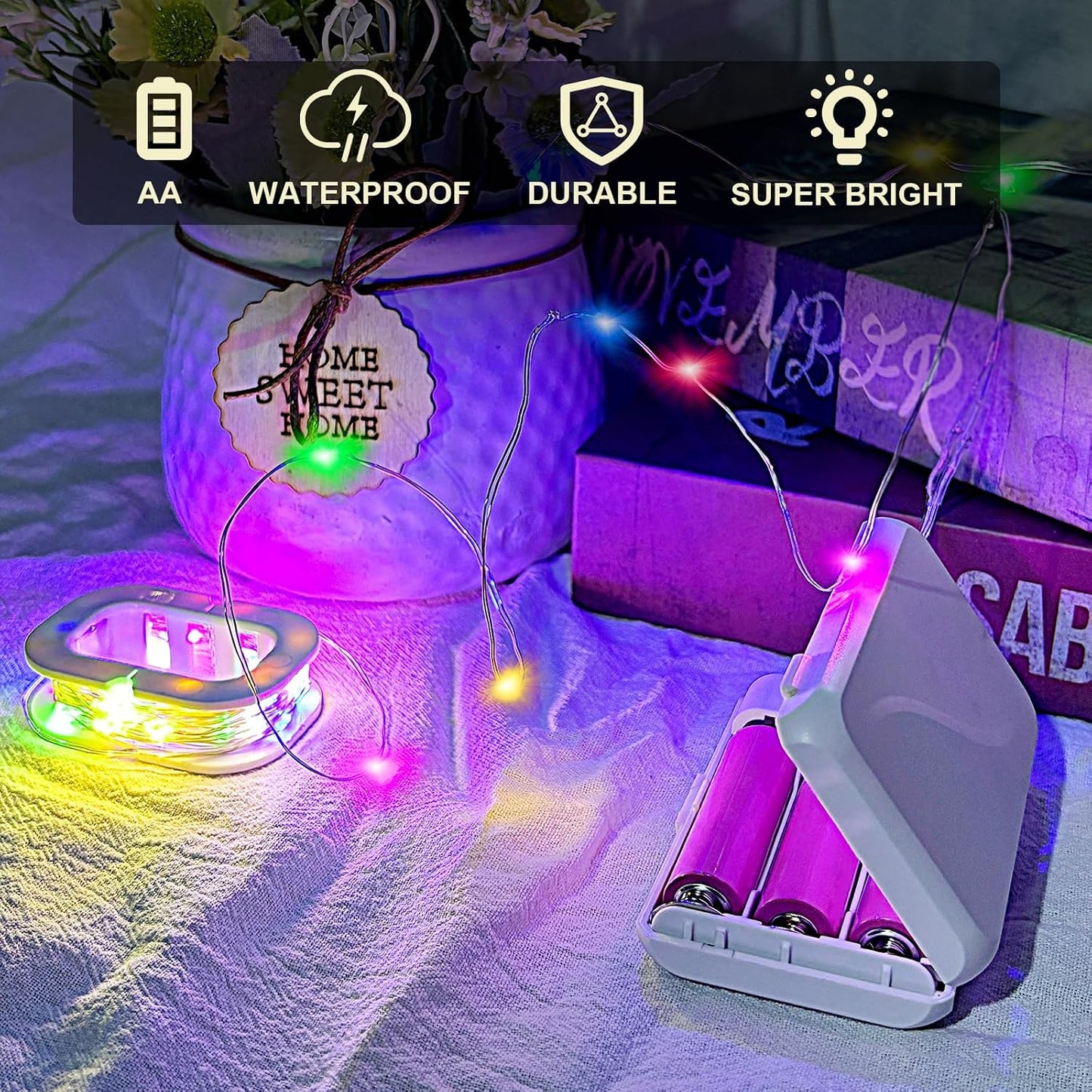 Guirnalda LED 50 luces 16ft doble potencia flexible impermeable
