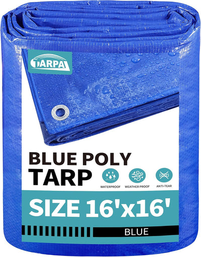 Lona azul 16x16ft impermeable resiste desgarros con ojales metal