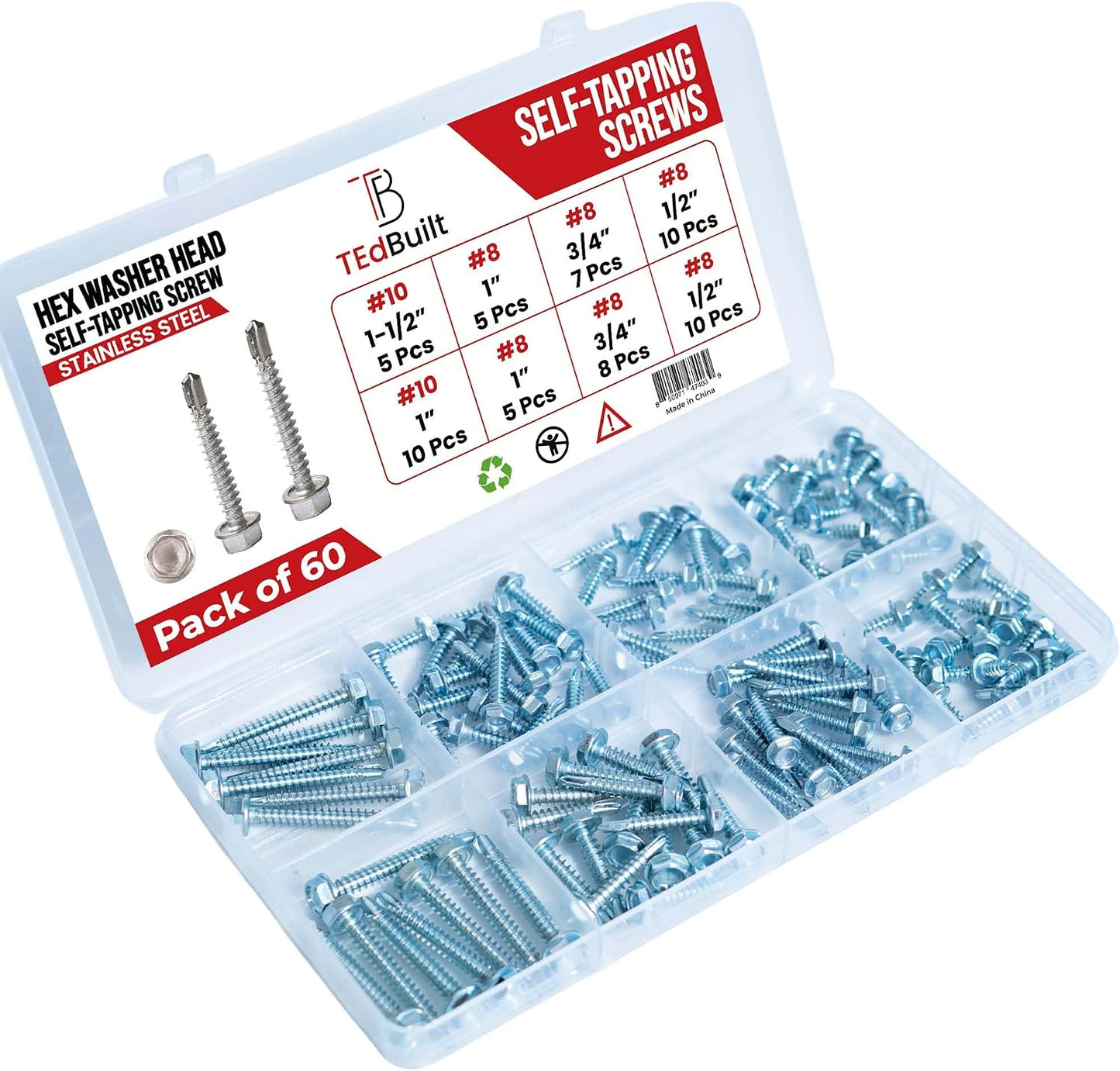 Tornillos autorroscantes acero inox 410 set 60