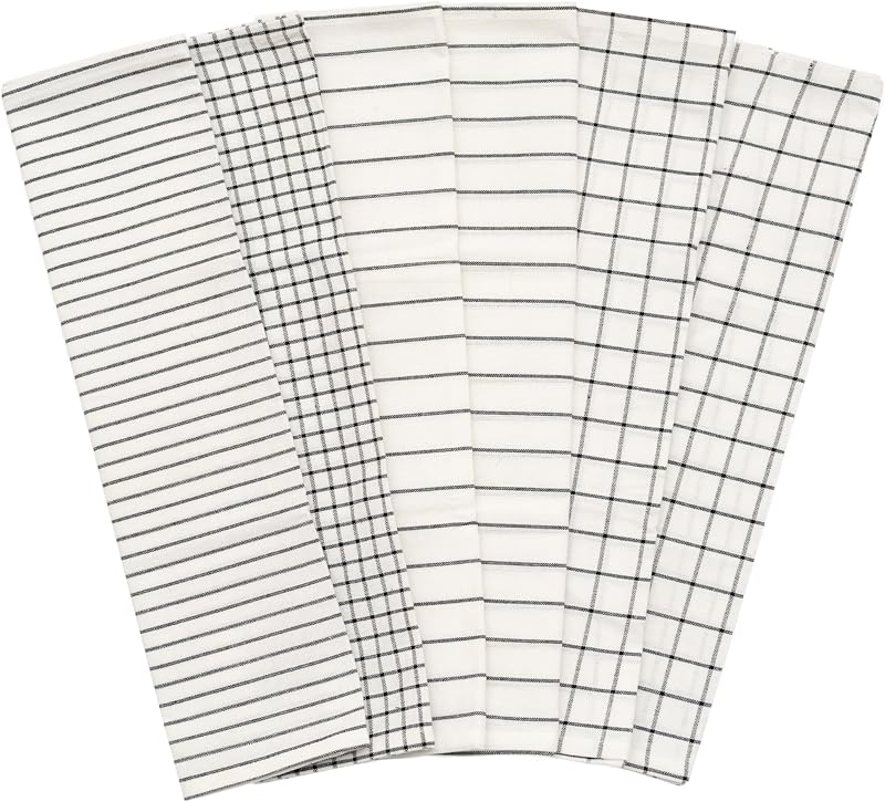 6 Pzas Paños cocina algodón 30x20pulg transpirable negro