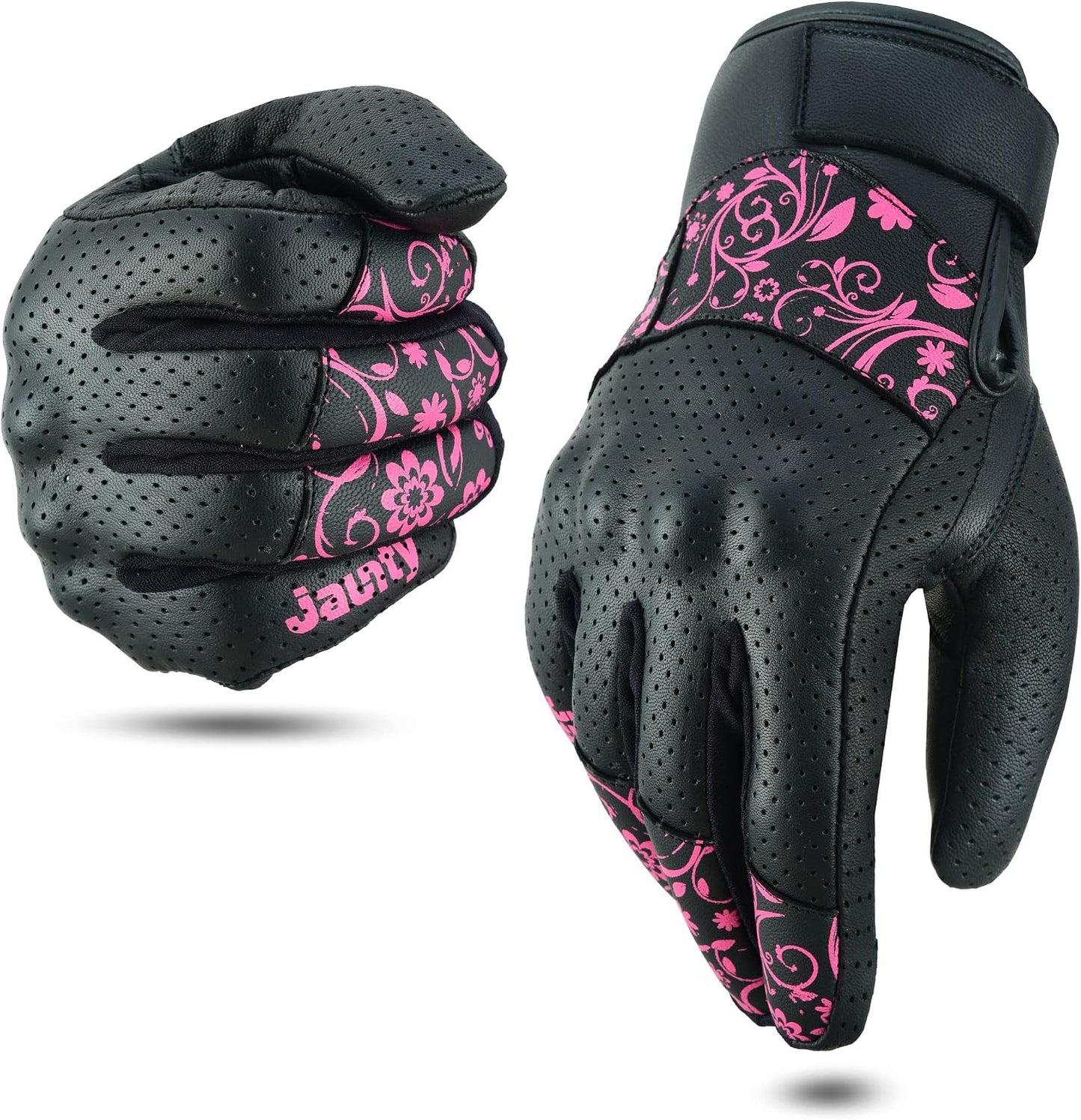 Guantes motocicleta mujer cuero pantalla táctil Rosa Pequeño