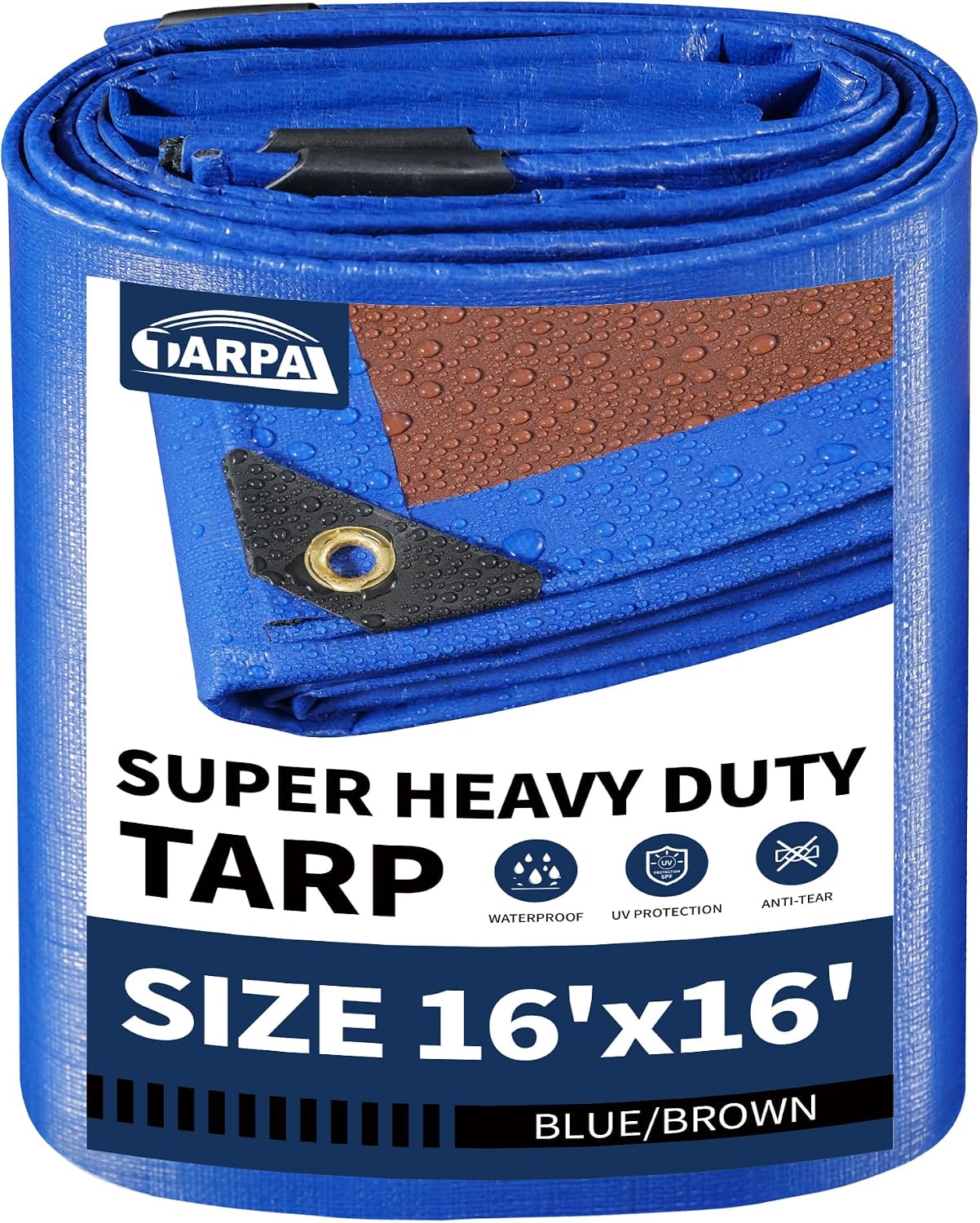 Lona impermeable 16x16ft 16Mil ojales metal UV resistente