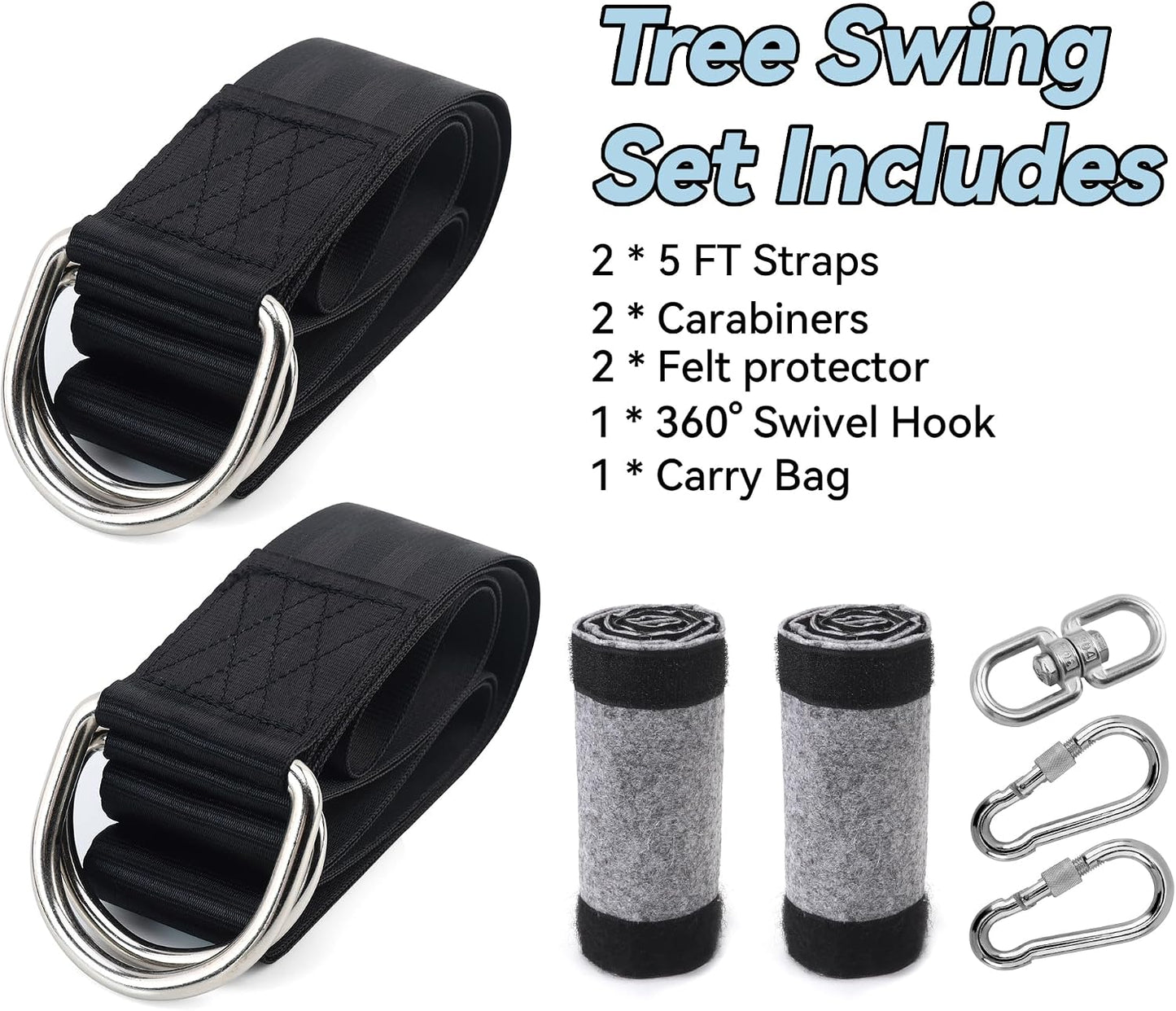 Kit 2 correas colgantes para árbol 2000lb con mosquetones