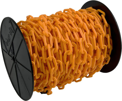 Carrete cadena plástica seguridad naranja 2pulg 125ft