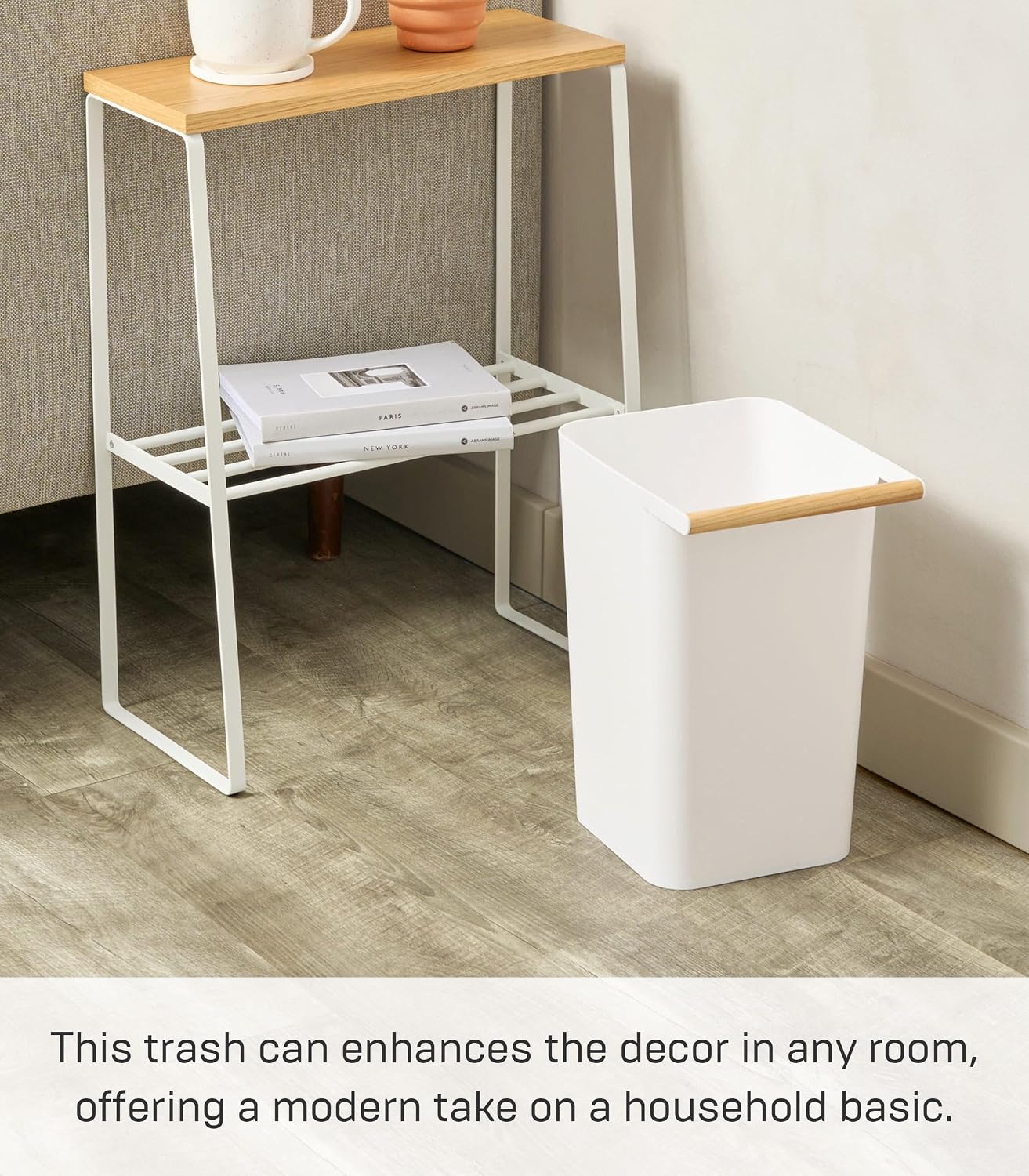 Papelera cuadrada plástico blanco para hogar