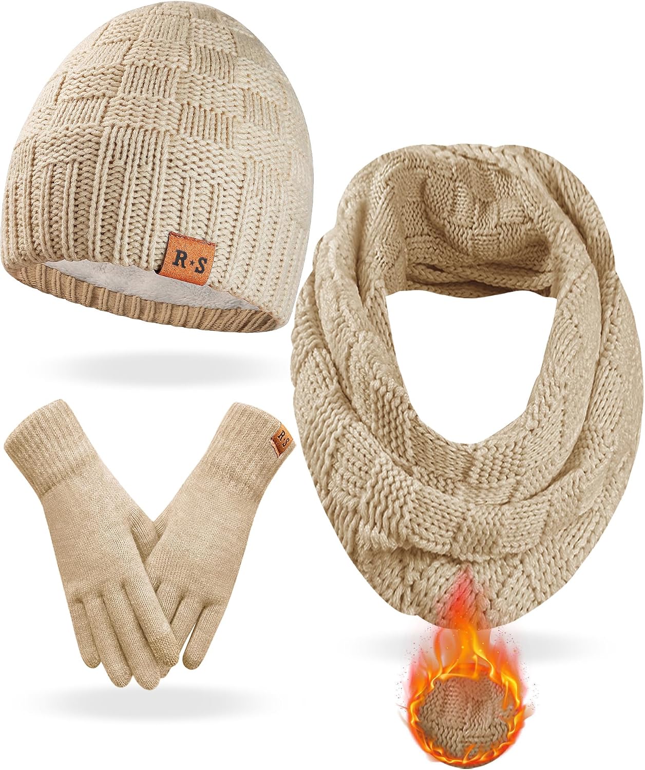 Conjunto gorro invierno mujer forro suave 3en1