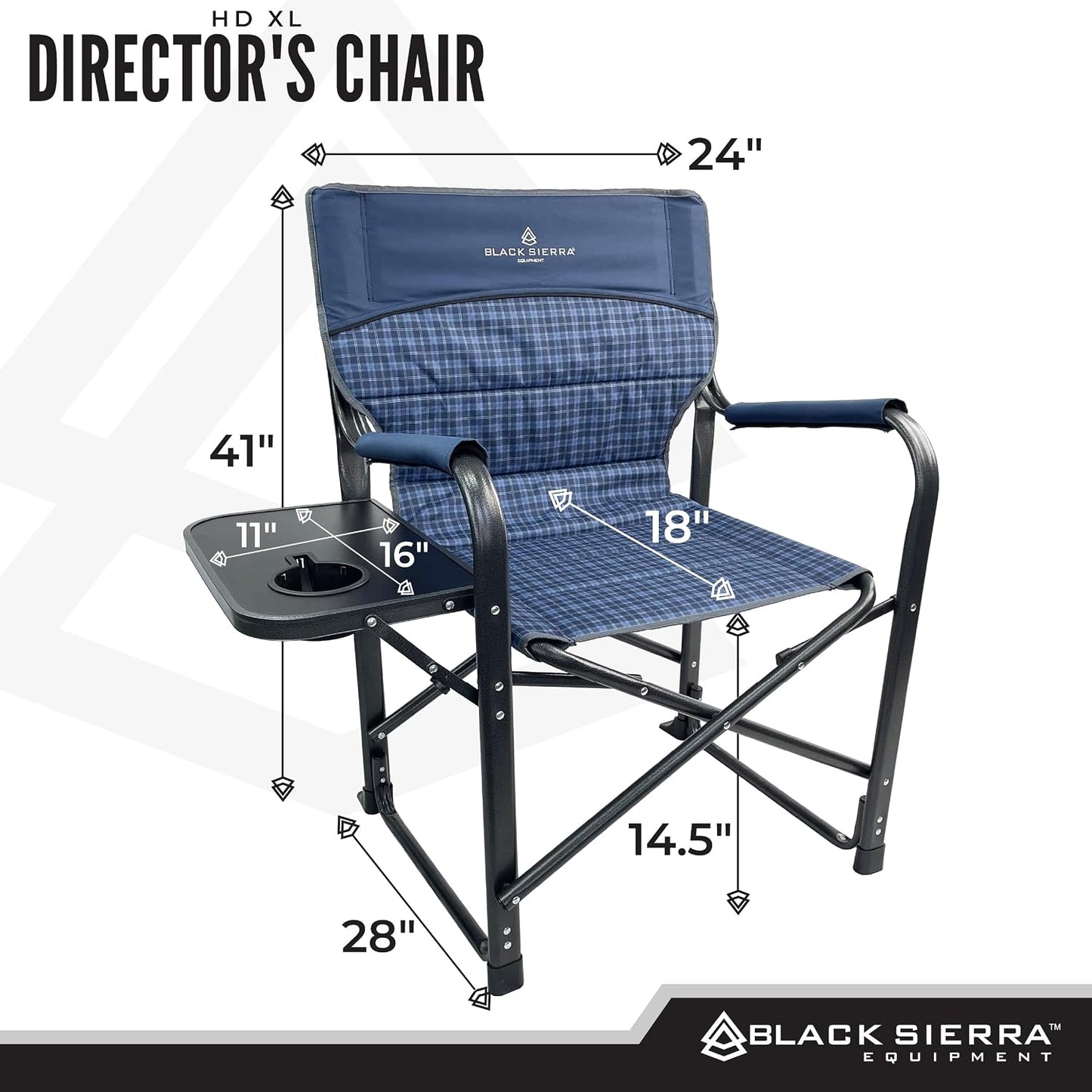 Silla plegable exterior XL 400lb con mesa y reposabrazos