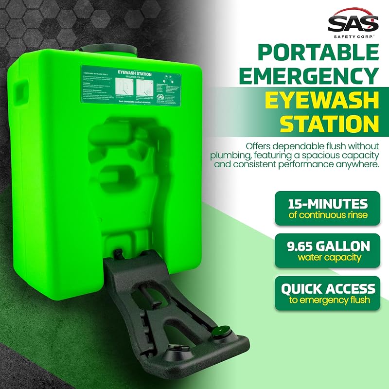 Estación lavado ojos portátil 9.65gal color verde