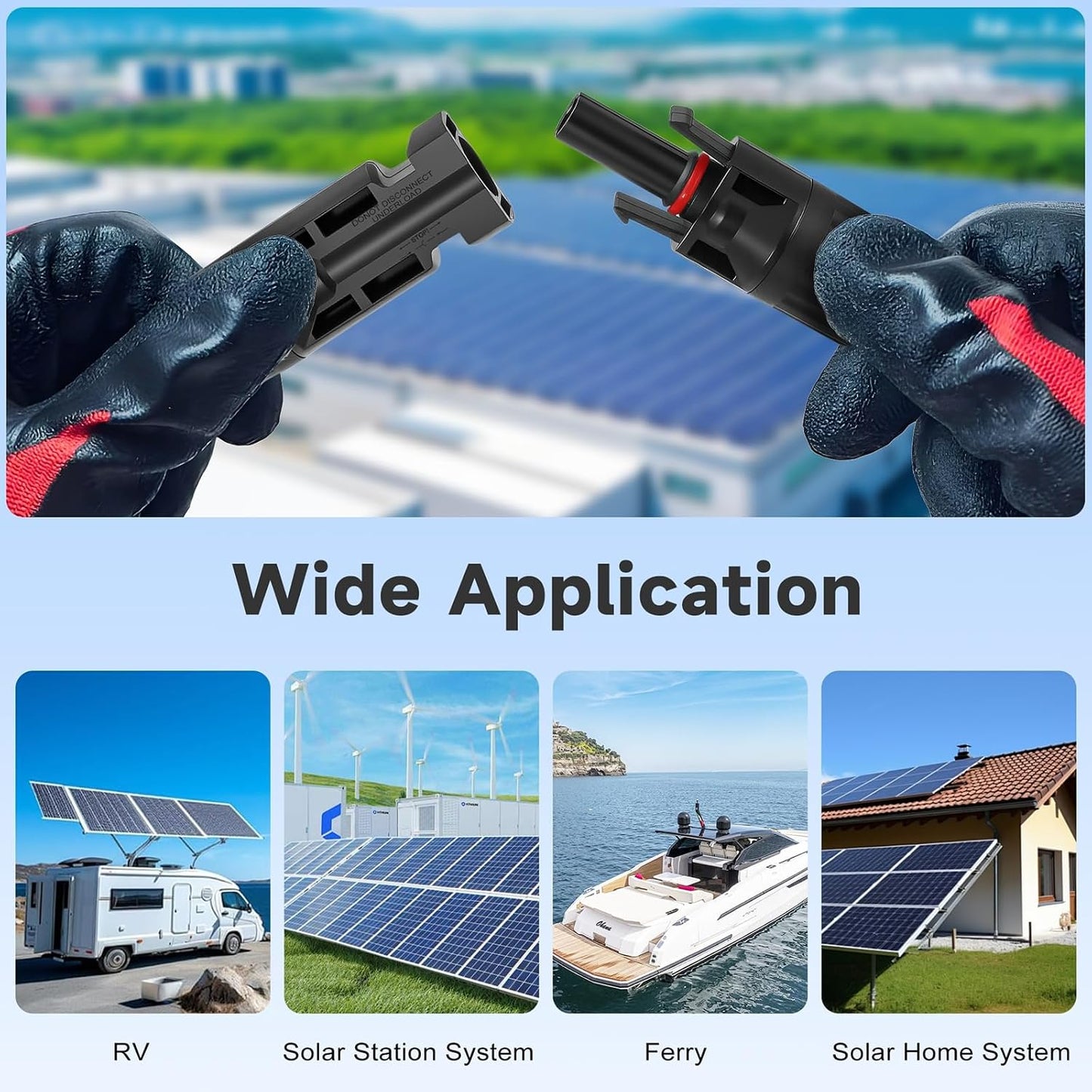 Cable extensión solar 10ft 10 AWG impermeable macho hembra