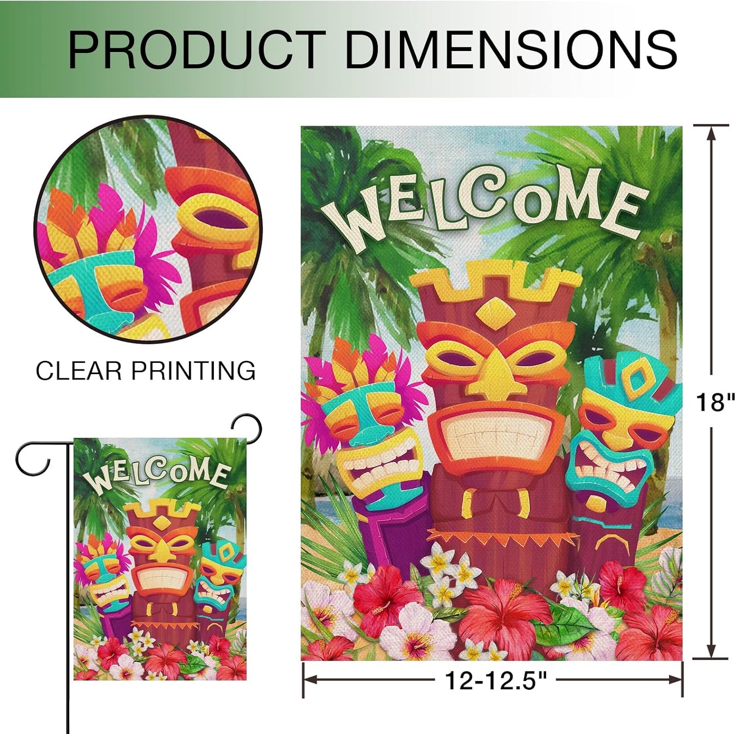 Bandera jardín tropical hibisco 12x18"