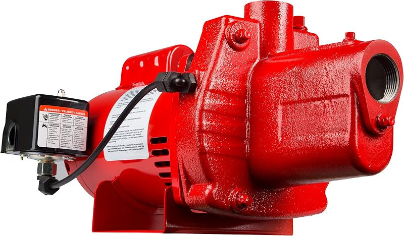 Bomba chorro pozo poco profundo hierro fundido 1 HP rojo