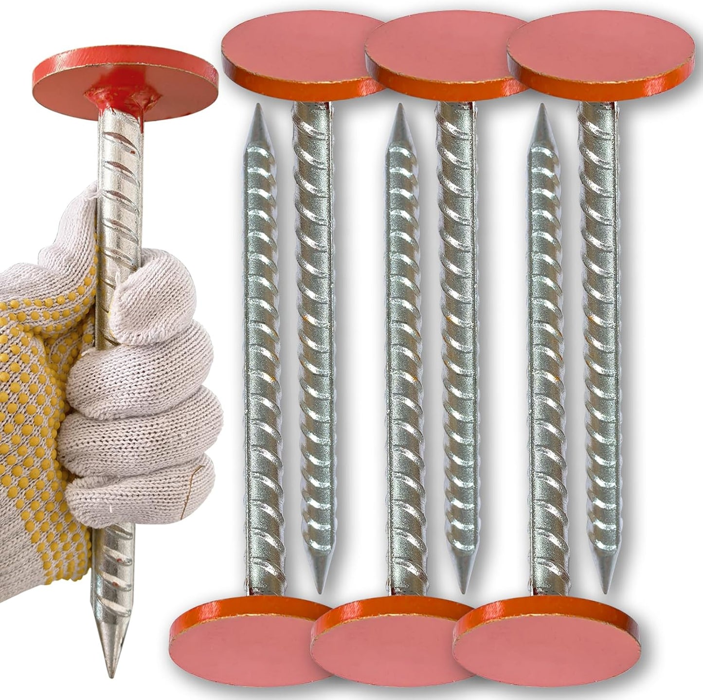 Estacas levantamiento 8" barra galvanizada cabeza naranja