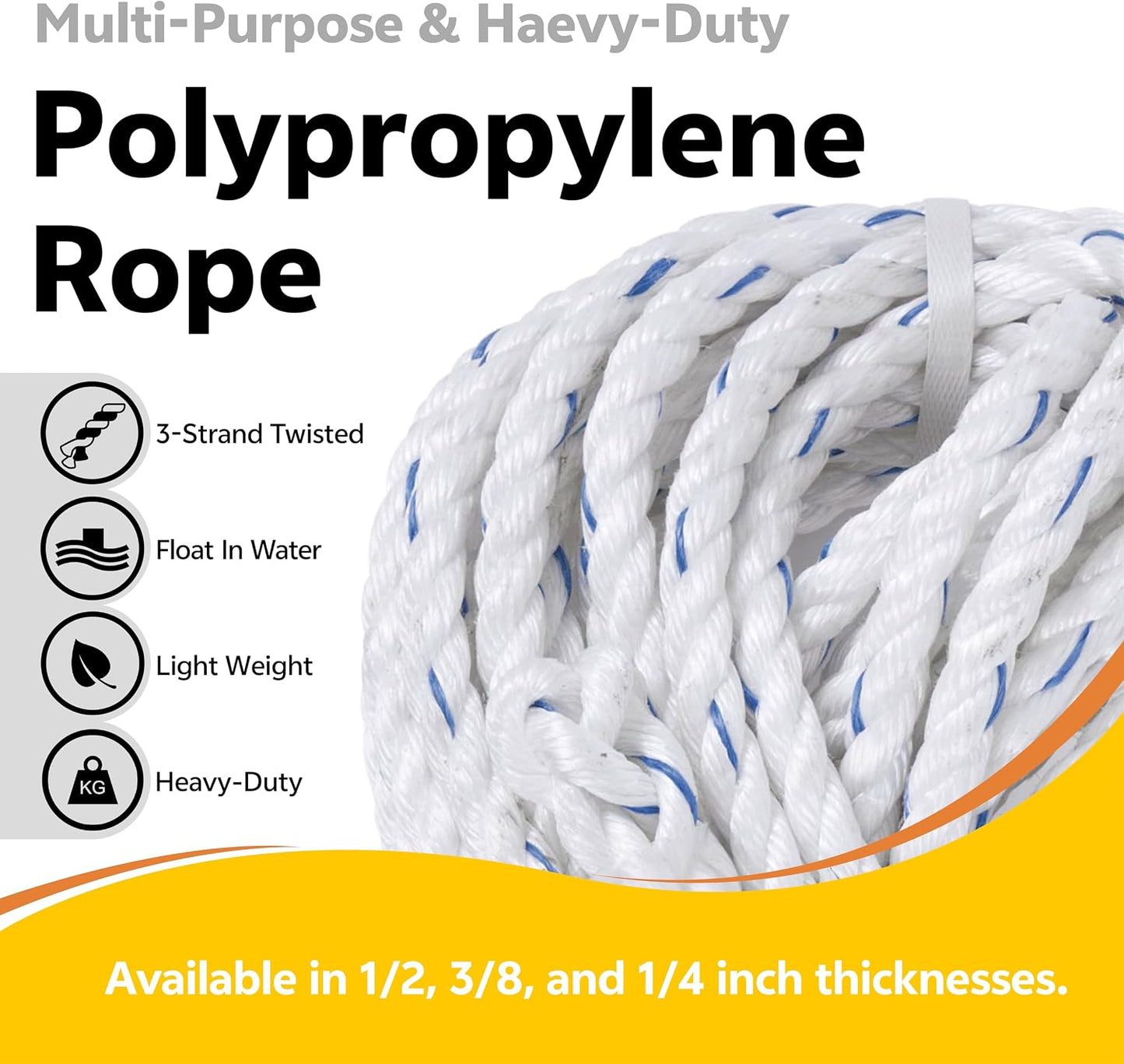 Cuerda torcida blanca 1/2" 100pies UV resistente