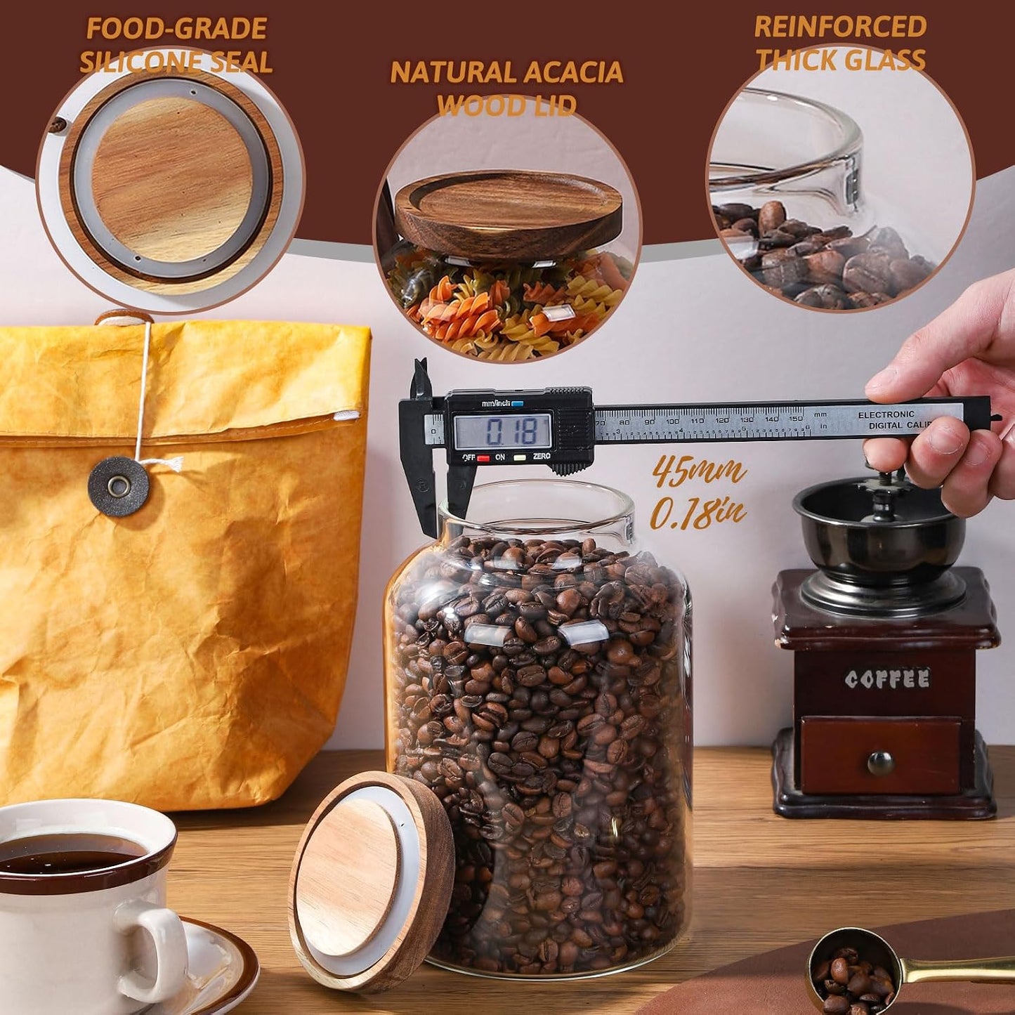 Tarros vidrio 1/2gal tapa hermética almacenamiento cocina