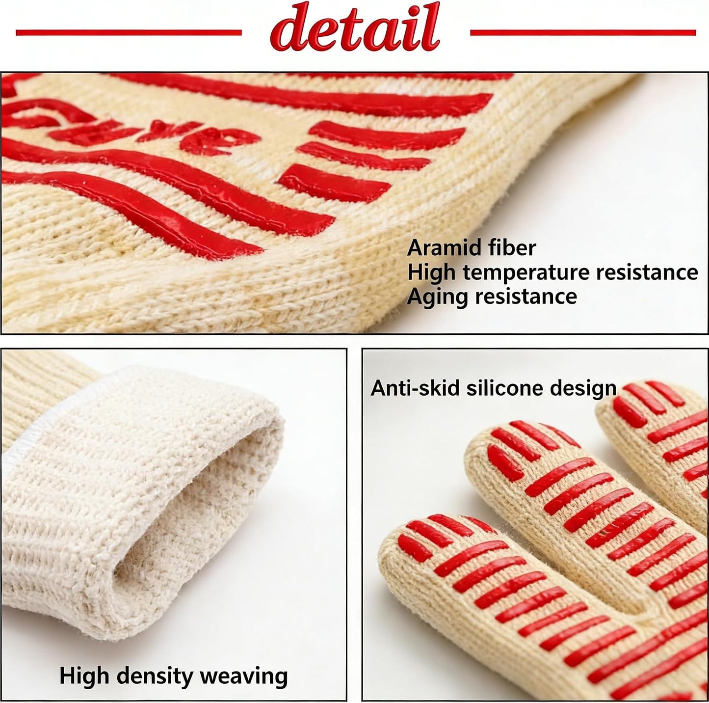 Guantes horno silicona antiderrap 540°F