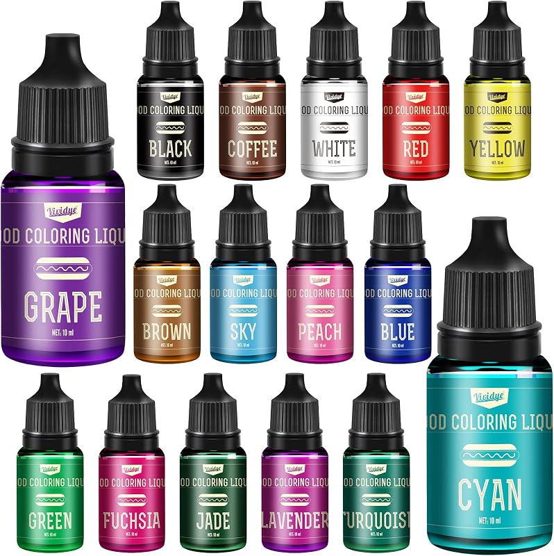 Juego 16 colorantes alimentarios líquidos sin sabor 0.35oz
