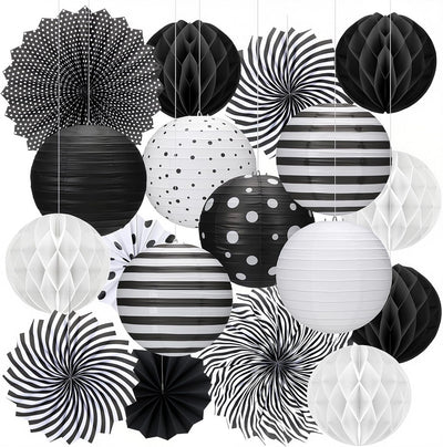 18 Linternas Papel Faroles Aula Escuela Blanco Negro