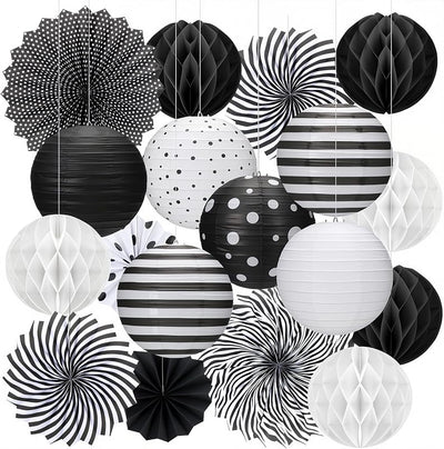 18 Linternas Papel Faroles Aula Escuela Blanco Negro